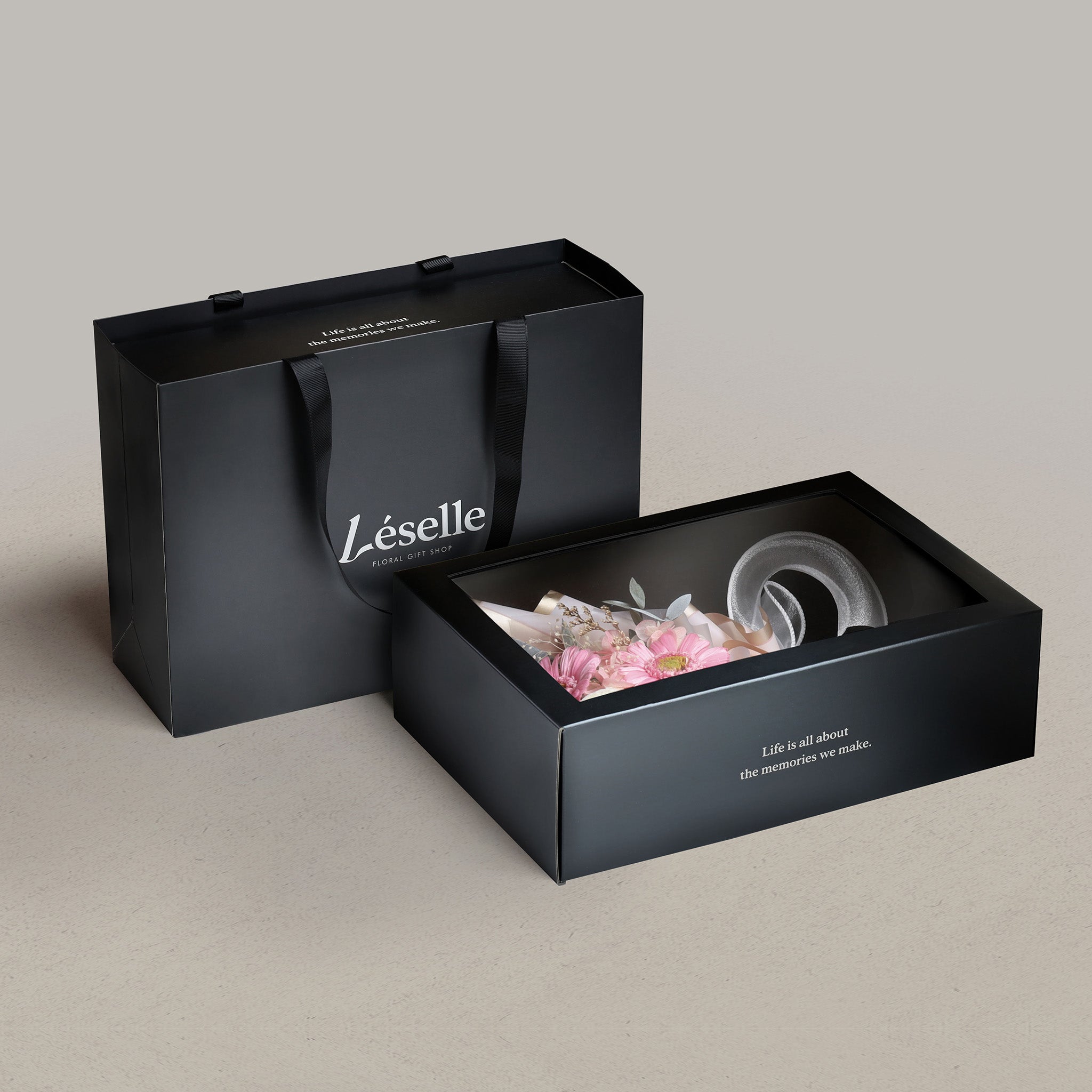 溫婉柔粉雙朵太陽花永生花束