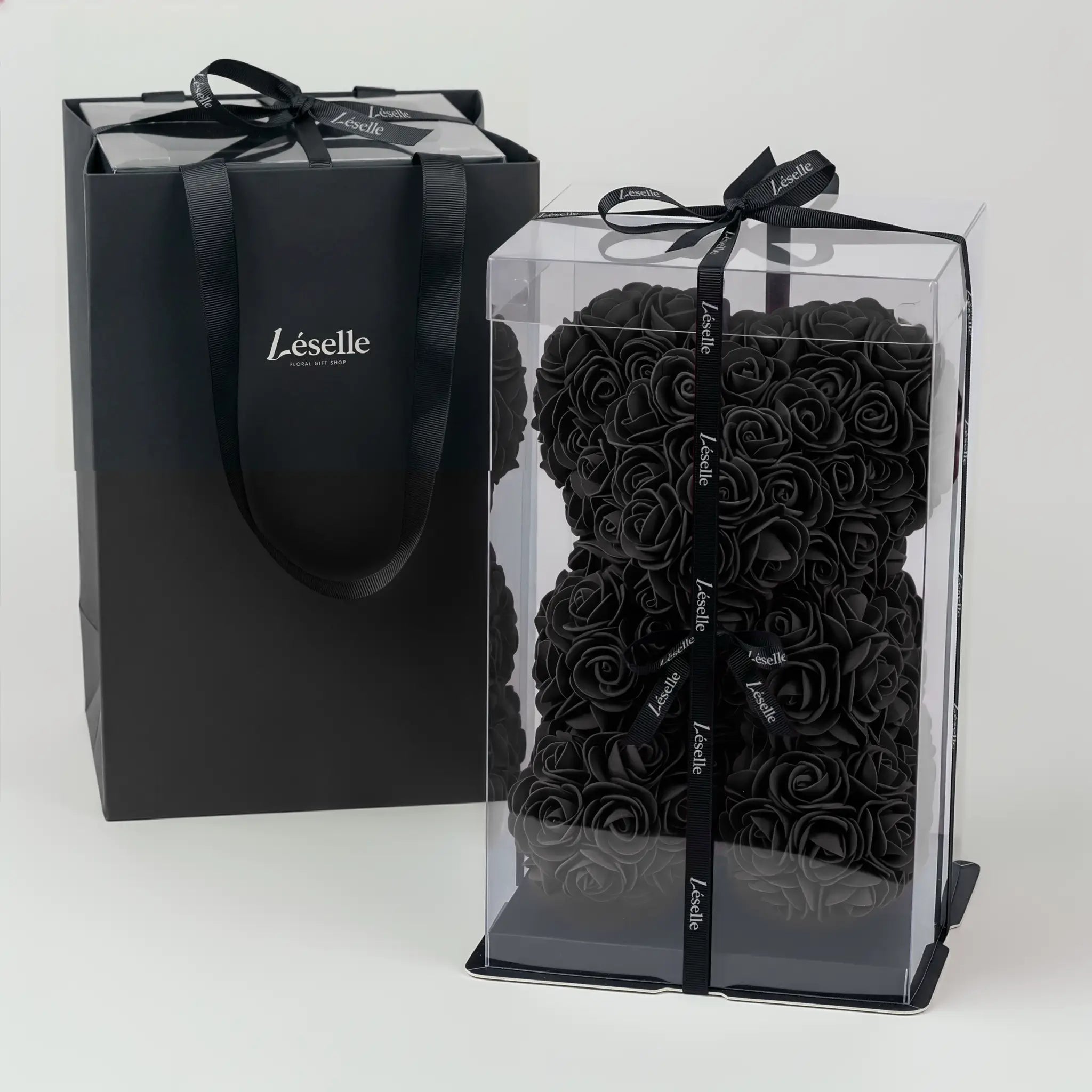 迷你玫瑰熊 - 烏木黑