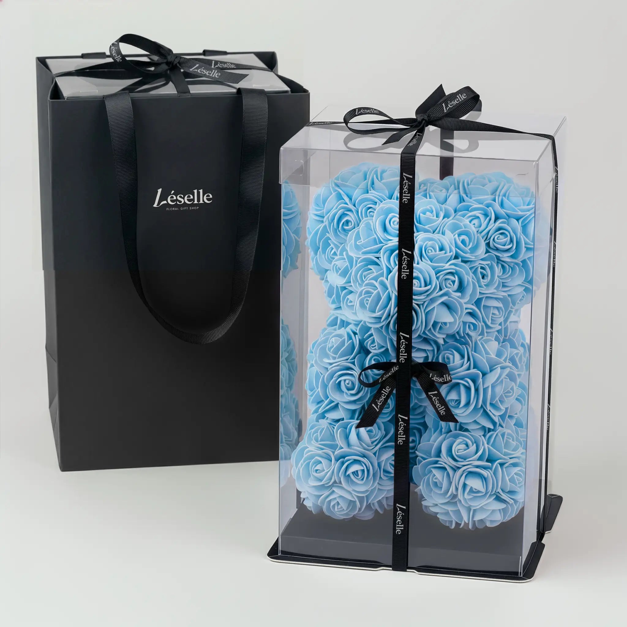 迷你玫瑰熊 - 天藍色