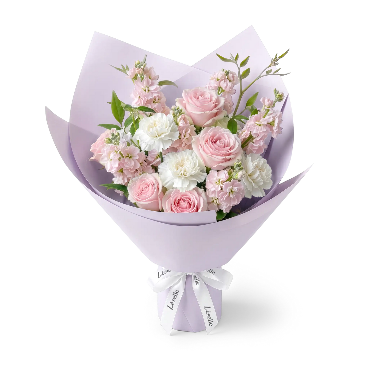 Sweet Pink Rose & White Carnation Bouquet
