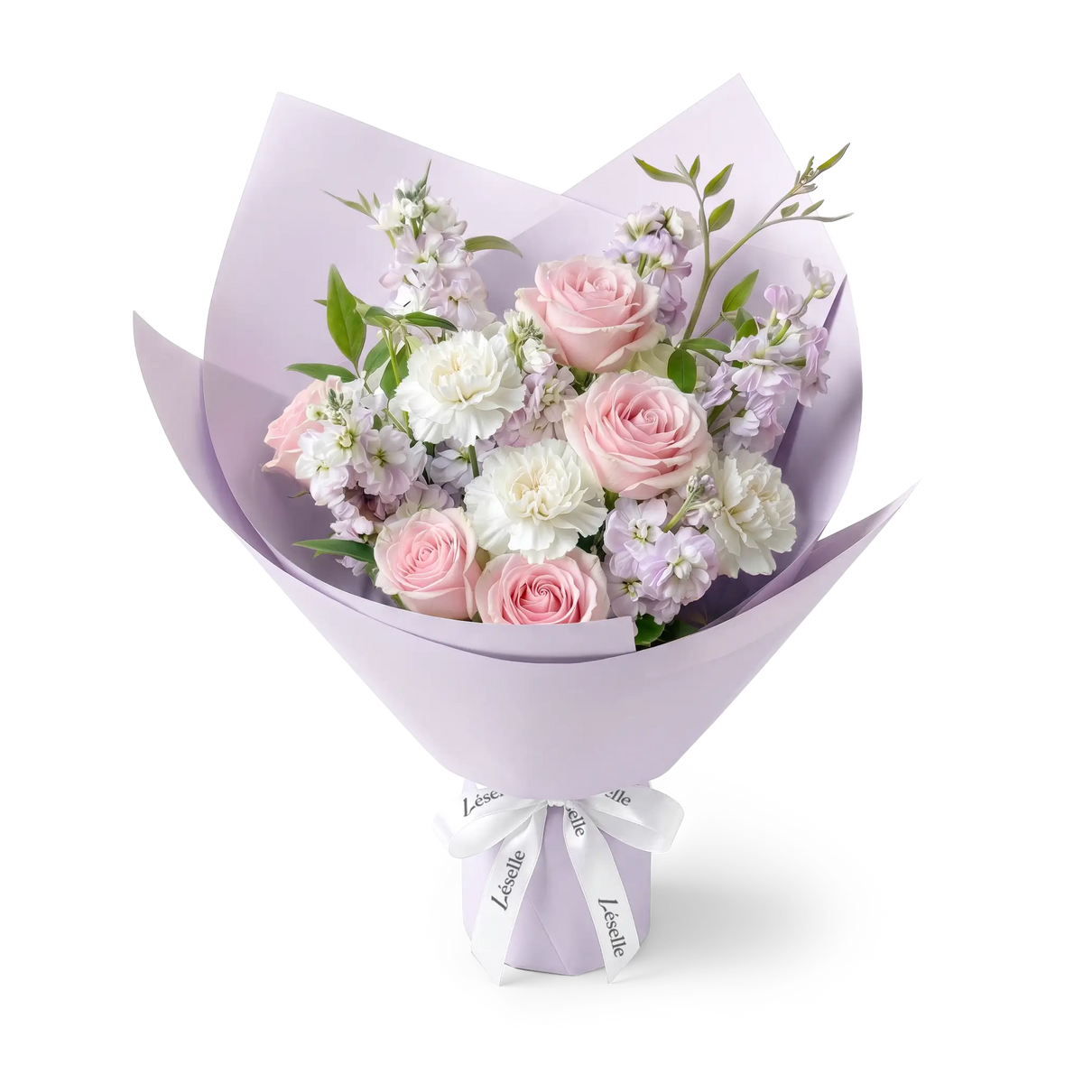 Tender Pink Rose & White Carnation Bouquet