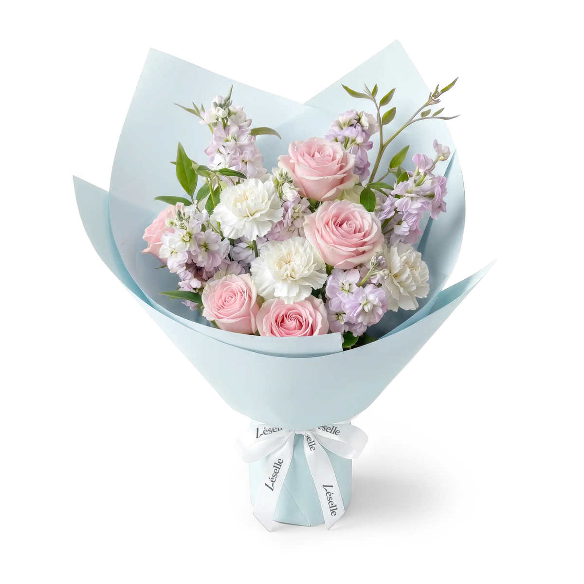 Tender Pink Rose & White Carnation Bouquet