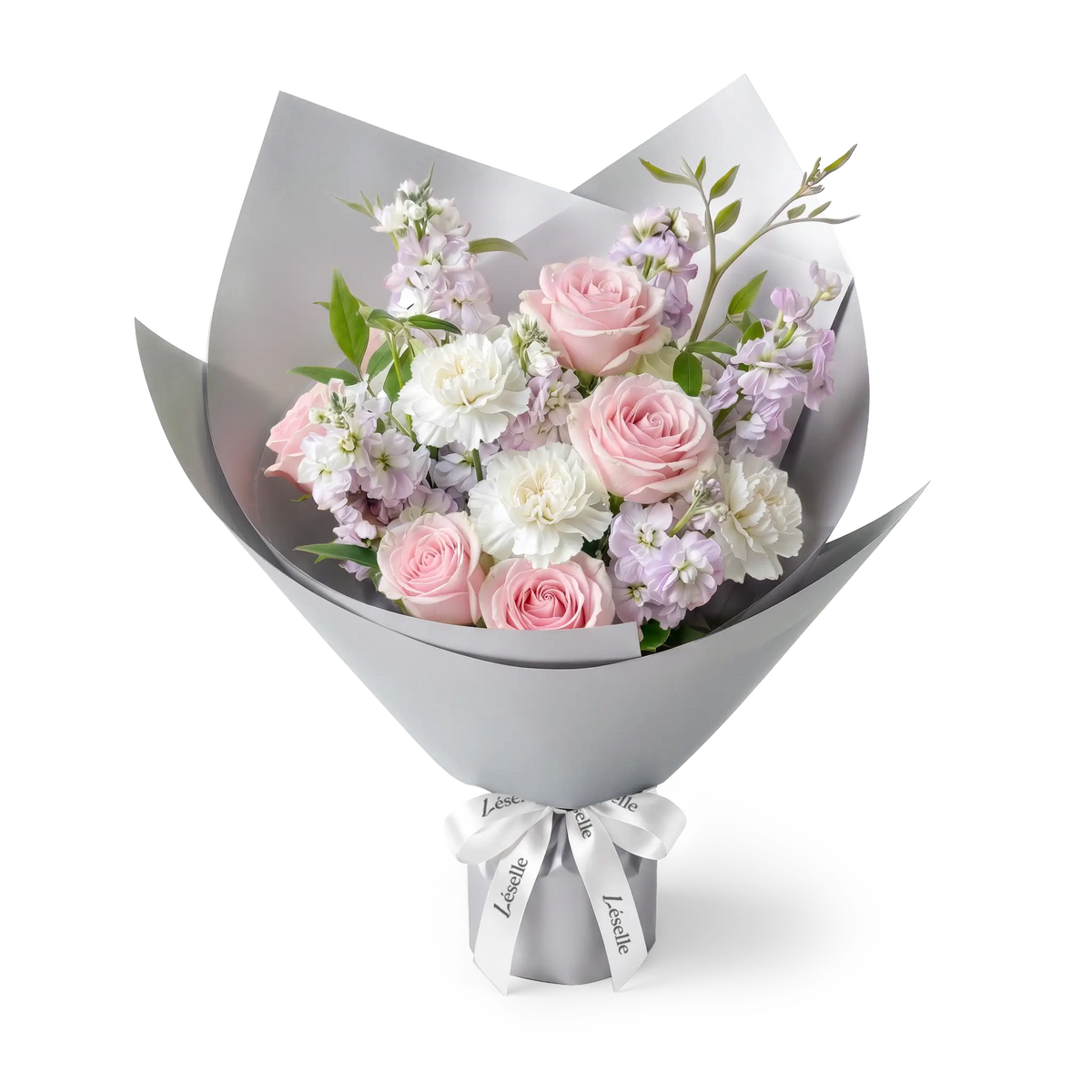 Tender Pink Rose & White Carnation Bouquet