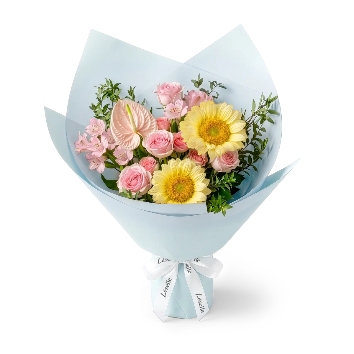 Soft Glow Pastel Sunflower Mixed Bouquet