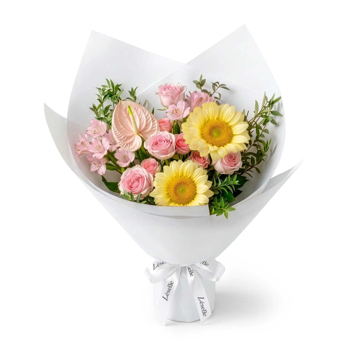 Soft Glow Pastel Sunflower Mixed Bouquet