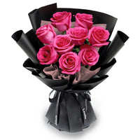 Fresh Flower Bouquet - Fuchsia Roses - 9/11 Roses