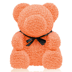 Giant Handmade Rose Bear - Tangerine Orange