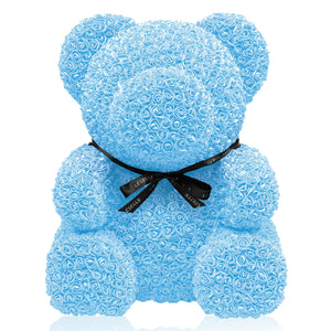 Giant Handmade Rose Bear - Sky Blue