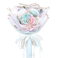 Preserved Flower Bouquet - Pale Pink & Baby Blue Roses